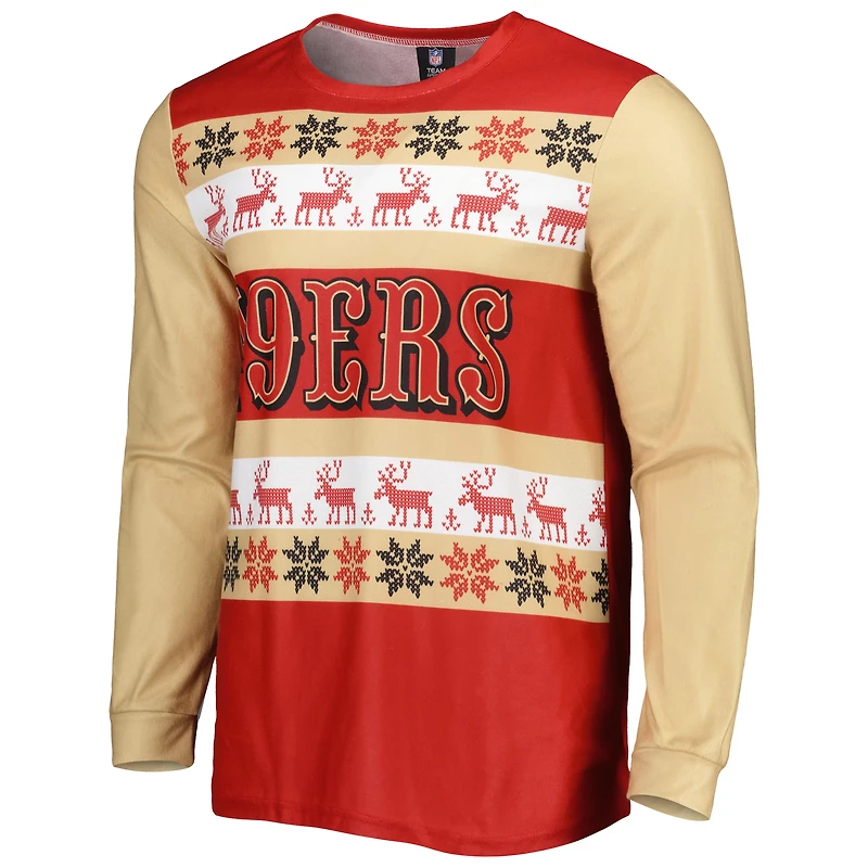 FOCO Scarlet San Francisco 49ers Wordmark Ugly Ensemble de pyjama pour homme