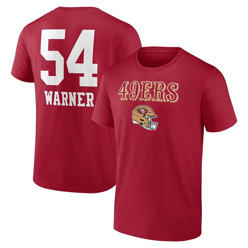 Men's Fred Warner Scarlet San Francisco 49ers Team Wordmark Name & Number T-Shirt