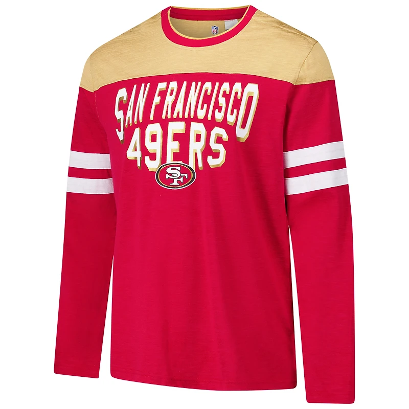T-shirt à manches longues adaptatif G-III Sports by Carl Banks pour homme, couleur écarlate/doré, des 49ers de San Francisco