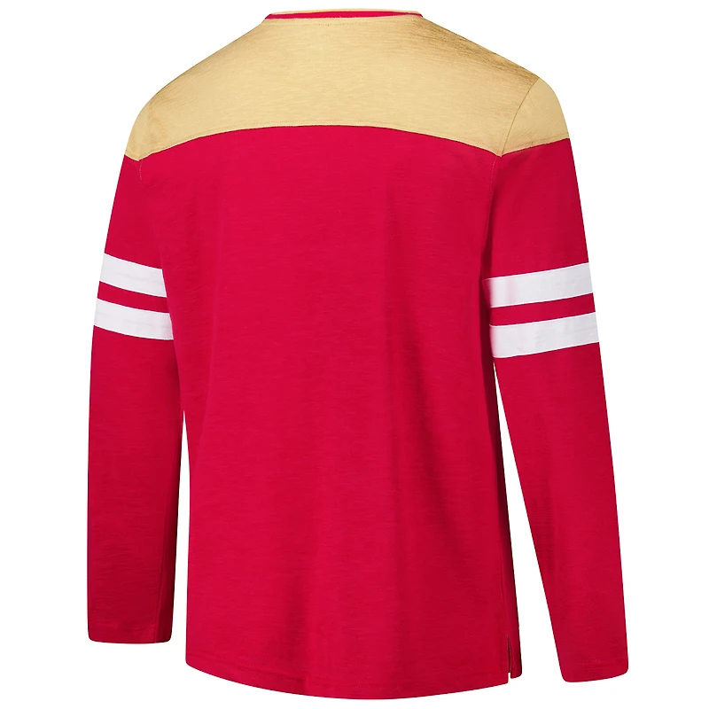 Men's G-III Sports by Carl Banks Scarlet/Gold San Francisco 49ers Adaptive Hail Mary Long Sleeve T-Shirt
