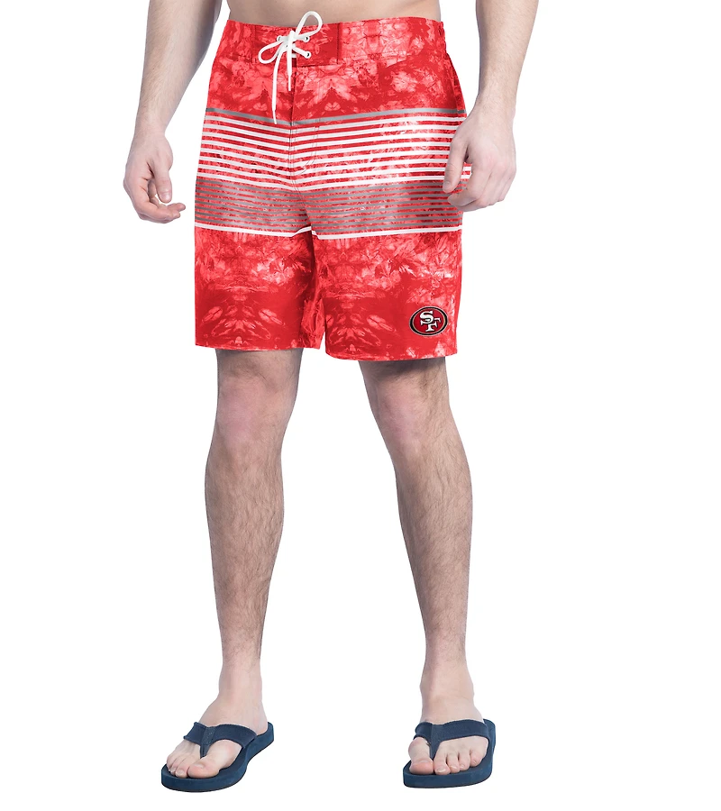 Men's G-III Sports by Carl Banks Scarlet/Gray San Francisco 49ers Horizon Volley Swim Shorts