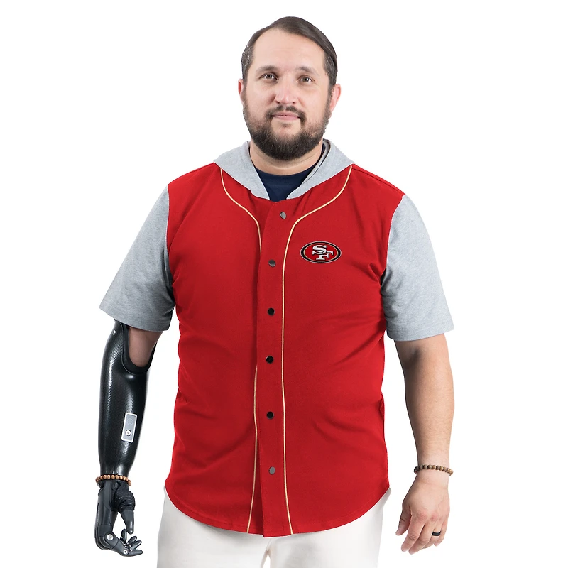 Haut boutonné magnétique adaptatif G-III Sports by Carl Banks Scarlet San Francisco 49ers pour homme