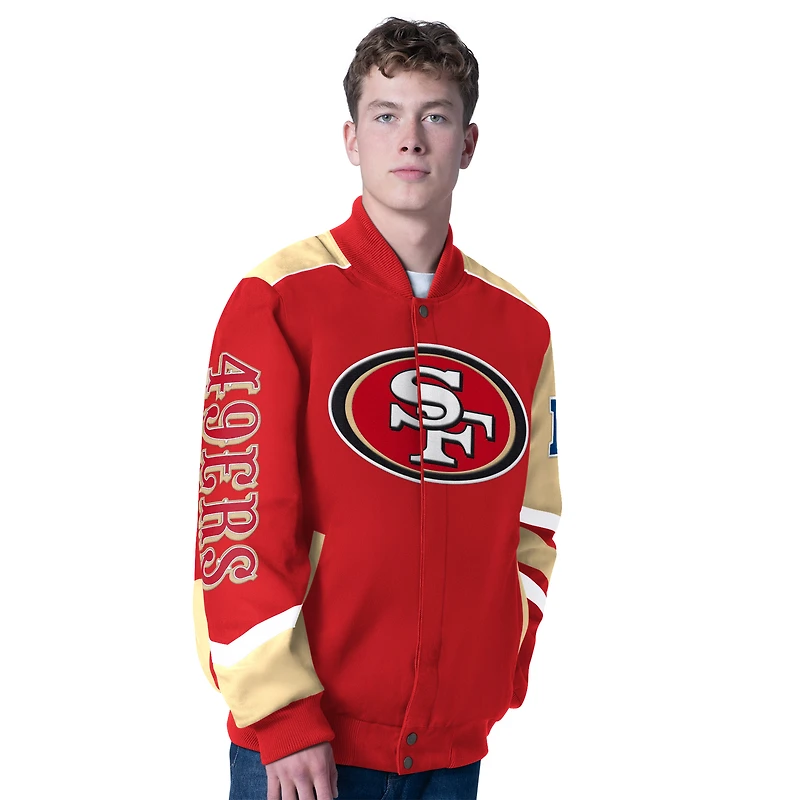 Men's G-III Sports by Carl Banks Scarlet San Francisco 49ers Prime Time Full-Zip Racing Jacket