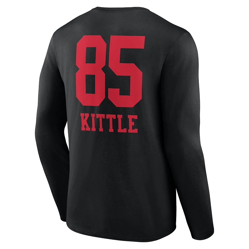 Men's George Kittle Black San Francisco 49ers Team Wordmark Name & Number Long Sleeve T-Shirt