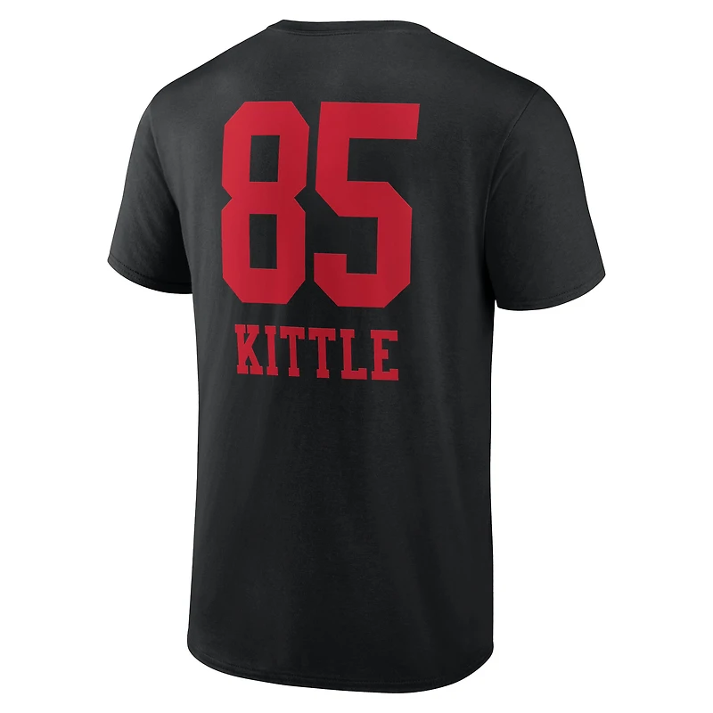 T-shirt noir George Kittle pour homme avec nom et numéro de l'équipe des 49ers San Francisco
