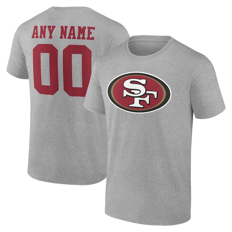 Men's Gray San Francisco 49ers Team Authentic Personalized Name & Number T-Shirt