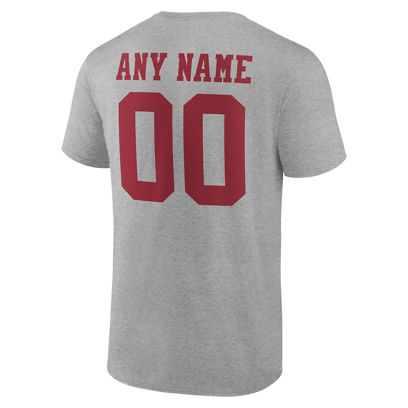 Men's Gray San Francisco 49ers Team Authentic Personalized Name & Number T-Shirt