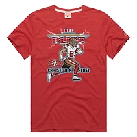 Men's Homage Christian McCaffrey Heathered Scarlet San Francisco 49ers NFL Blitz Player Tri-Blend T-Shirt