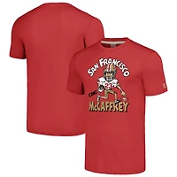 Men's Homage Christian McCaffrey Scarlet San Francisco 49ers Caricature Player Tri-Blend T-Shirt