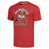 Men's Homage Christian McCaffrey Scarlet San Francisco 49ers Caricature Player Tri-Blend T-Shirt
