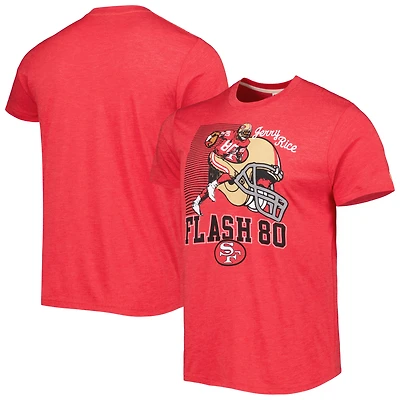 Men's Homage  Jerry Rice Heathered Scarlet San Francisco 49ers Caricature Retired Player Tri-Blend T-Shirt