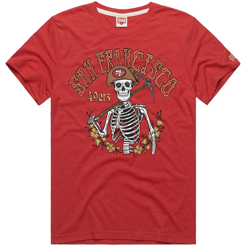 T-shirt tri-blend NFL x Grateful Dead pour homme, hommage aux 49ers de San Francisco, couleur écarlate