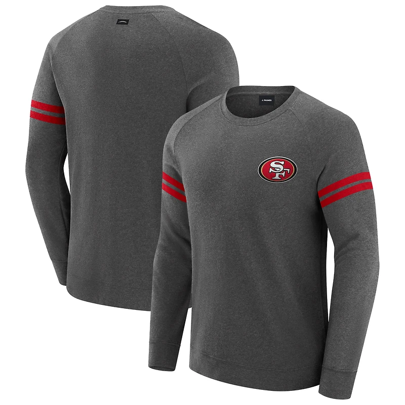 Sweat-shirt à manches longues raglan tri-blend gris chiné foncé J. Palmer des 49ers de San Francisco pour homme