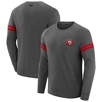 Sweat-shirt à manches longues raglan tri-blend gris chiné foncé J. Palmer des 49ers de San Francisco pour homme