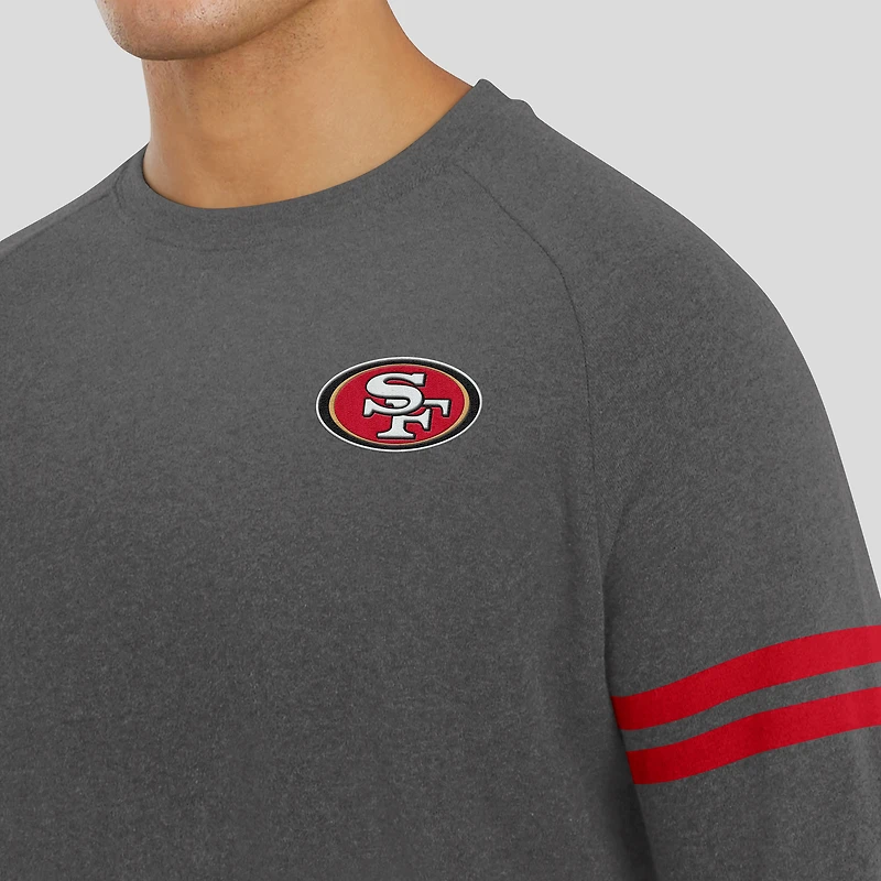 Sweat-shirt à manches longues raglan tri-blend gris chiné foncé J. Palmer des 49ers de San Francisco pour homme