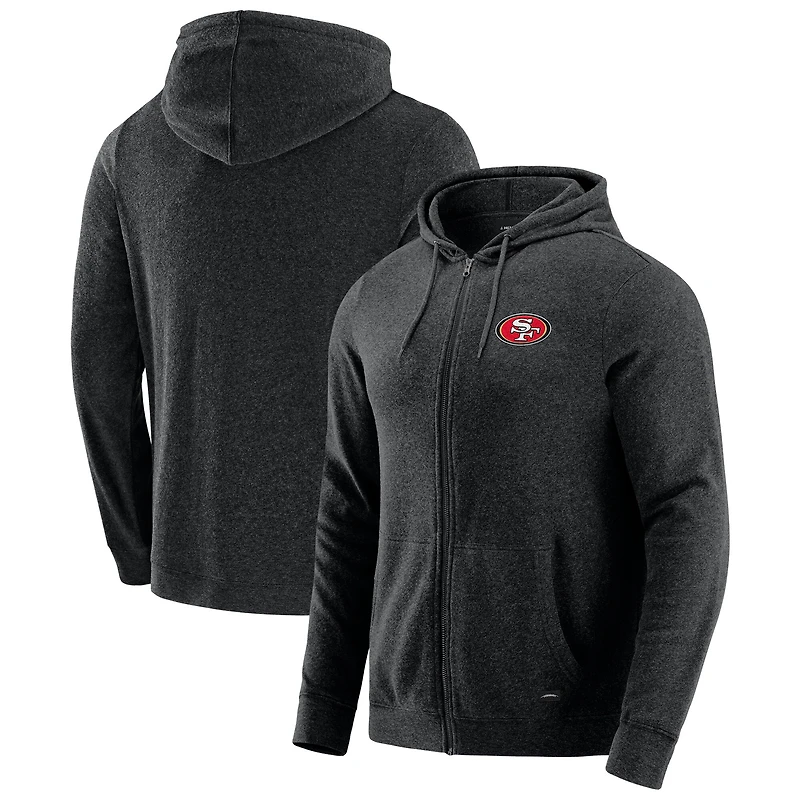 Sweat à capuche zippé tri-blend gris chiné foncé J. Palmer pour homme, San Francisco 49ers Players Lounge