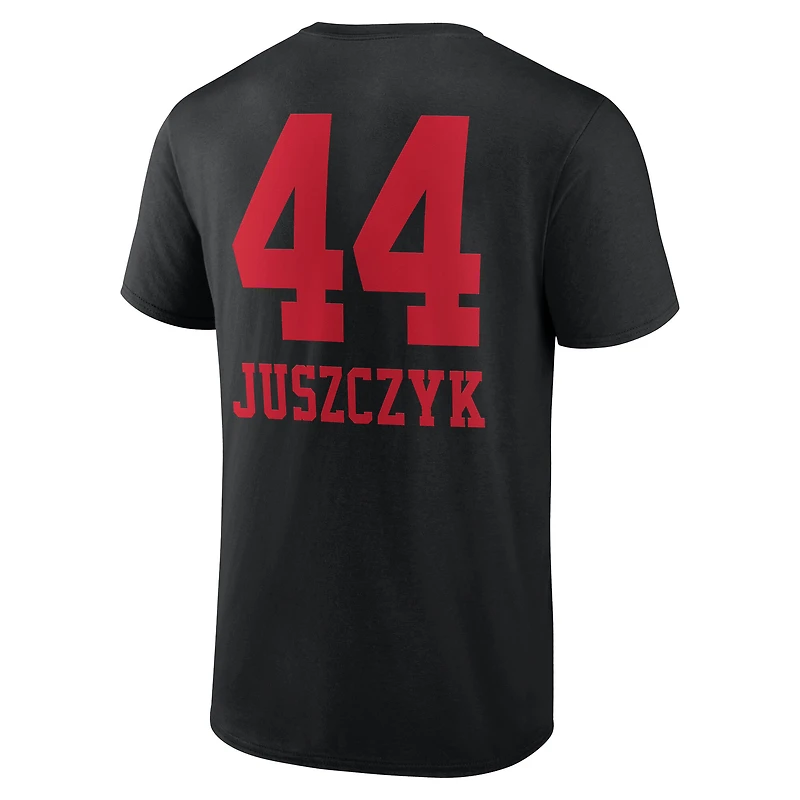 T-shirt noir pour homme Kyle Juszczyk avec nom et numéro de l'équipe des 49ers San Francisco