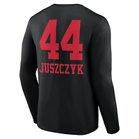 T-shirt à manches longues rouge Kyle Juszczyk pour homme, avec nom et numéro de l'équipe des 49ers San Francisco