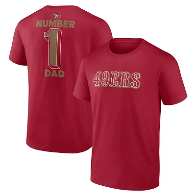 Men's Logo Athletic Scarlet San Francisco 49ers #1 Dad Jersey T-Shirt