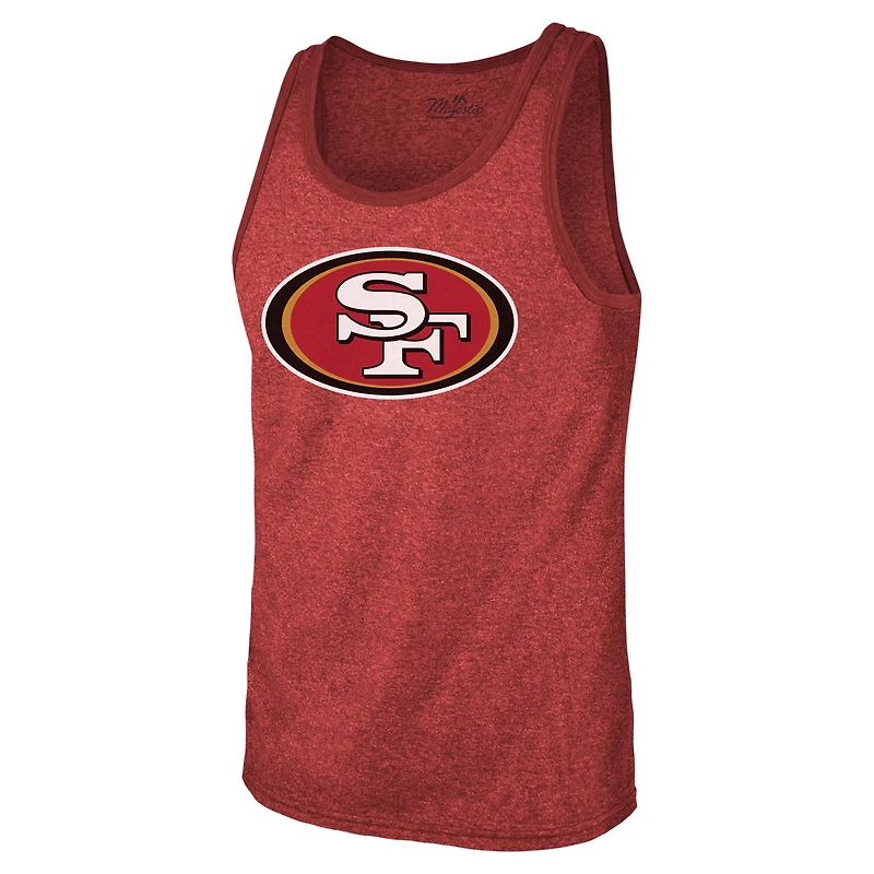 Men's Majestic Threads Christian McCaffrey Scarlet San Francisco 49ers Tri-Blend Player Name & Number Tank Top