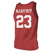 Men's Majestic Threads Christian McCaffrey Scarlet San Francisco 49ers Tri-Blend Player Name & Number Tank Top