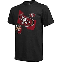 Men's Majestic Threads Nick Bosa Black San Francisco 49ers Tri-Blend Player Graphic T-Shirt