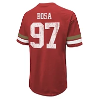 T-shirt surdimensionné pour homme Majestic Threads Nick Bosa Scarlet avec nom et numéro des San Francisco 49ers