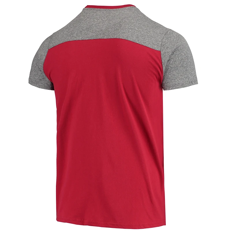 T-shirt Majestic Threads pour hommes, écarlate/gris chiné, San Francisco 49ers Gridiron Classics Field Goal Slub
