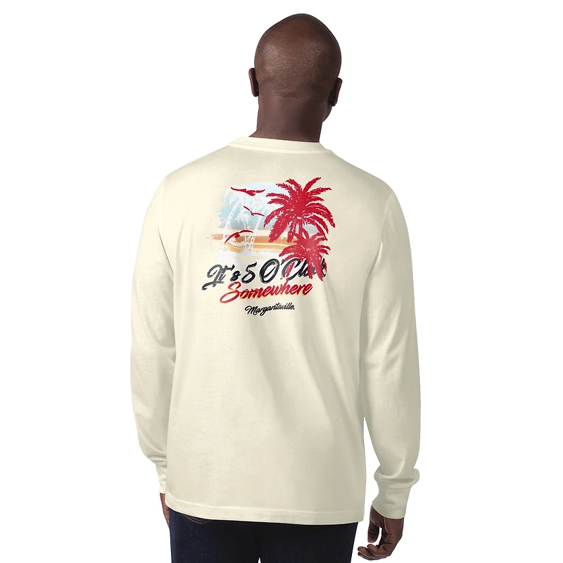 T-shirt à manches longues pour homme Margaritaville Cream San Francisco 49ers It's Five O'Clock Somewhere