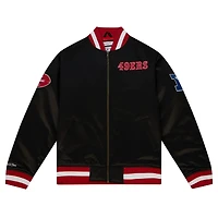 Men's Mitchell & Ness Black San Francisco 49ers Heavyweight Full-Zip Satin Jacket