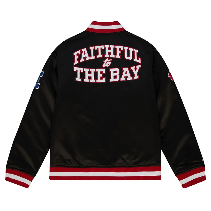 Men's Mitchell & Ness Black San Francisco 49ers Heavyweight Full-Zip Satin Jacket