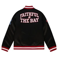 Men's Mitchell & Ness Black San Francisco 49ers Heavyweight Full-Zip Satin Jacket