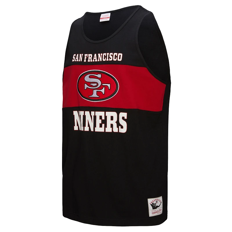 Débardeur rétro colorblock noir Mitchell & Ness pour homme, San Francisco 49ers