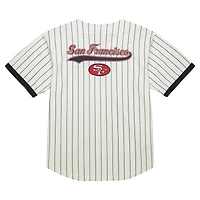 Men's Mitchell & Ness  Cream San Francisco 49ers Big Tall Heavyweight Mesh Button-Up Fashion Jersey