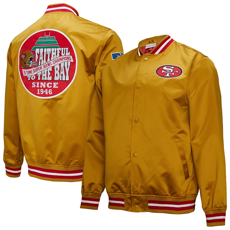 Veste zippée intégrale en satin double face pour homme des San Francisco 49ers