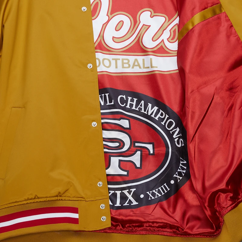 Veste zippée intégrale en satin double face pour homme des San Francisco 49ers
