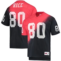 Mitchell & Ness Jerry Rice pour homme Noir/Rouge San Francisco 49ers Retired Player Name Number Diagonal Tie-Dye V-Neck T-Shirt