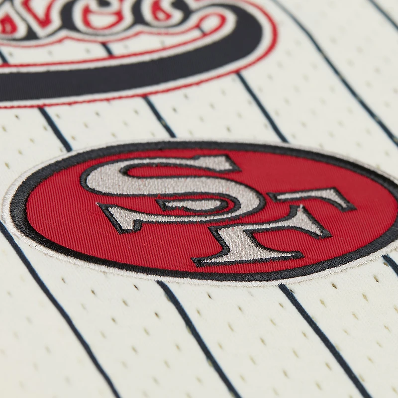 Men's Mitchell & Ness Jerry Rice Cream San Francisco 49ers Name Number Mesh Button-Up Baseball Jersey