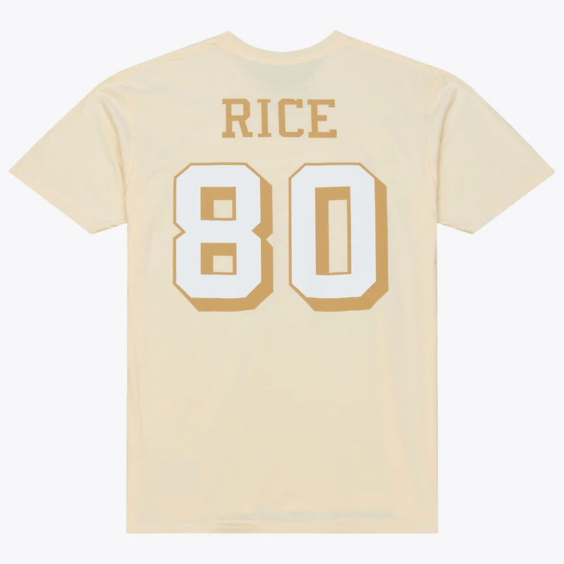 T-shirt Mitchell & Ness Jerry Rice Cream San Francisco 49ers Sandman pour homme, avec nom et numéro