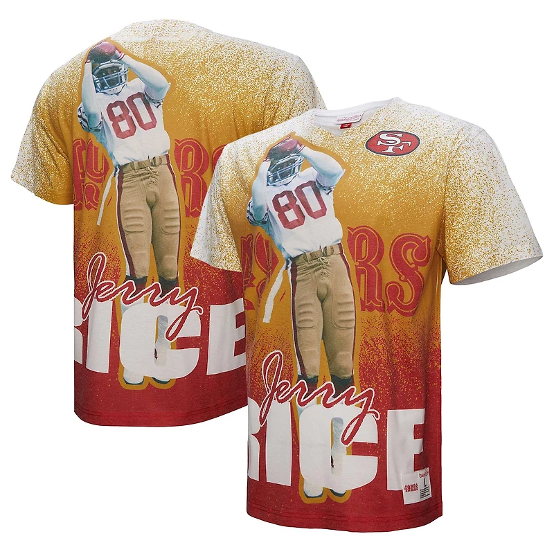 Men's Mitchell & Ness Jerry Rice Gray San Francisco 49ers Burst Retired Player T-Shirt