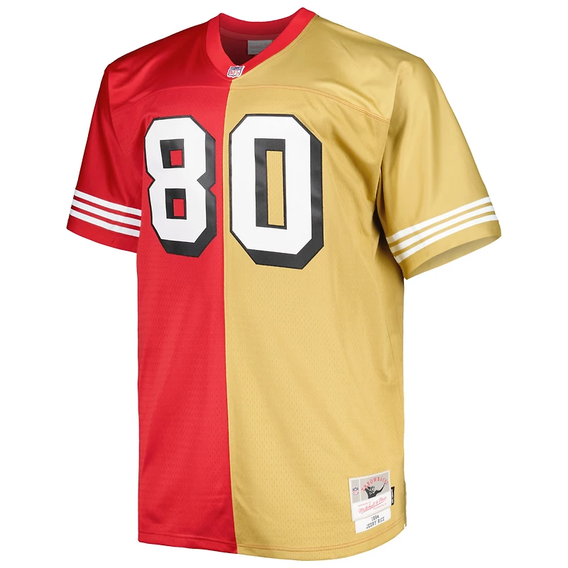 Maillot réplique de joueur retraité Mitchell & Ness Jerry Rice Scarlet/Gold San Francisco 49ers Big Tall Split Legacy pour hommes