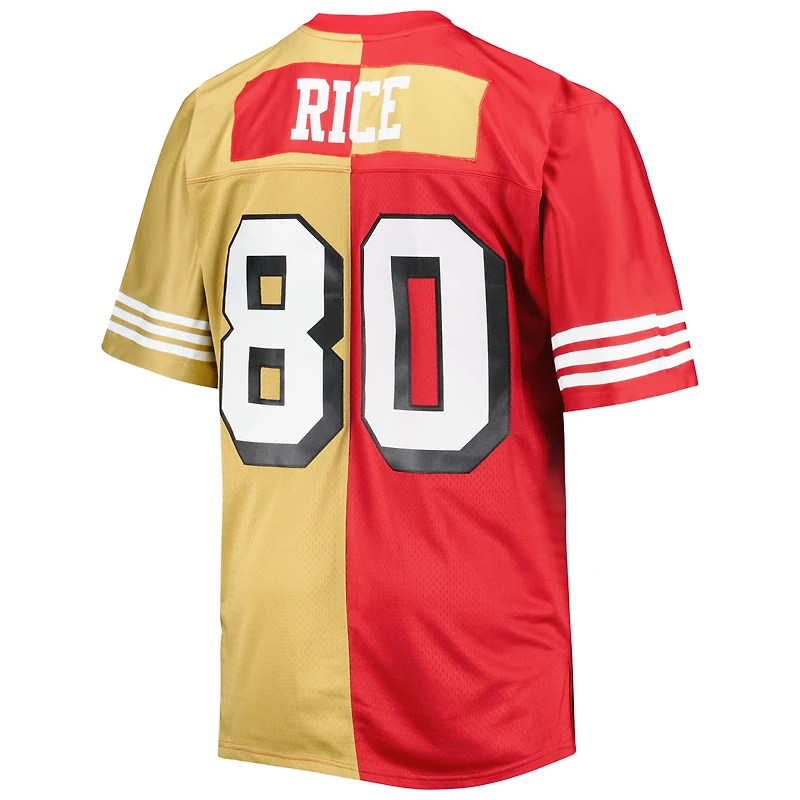 Maillot réplique de joueur retraité Mitchell & Ness Jerry Rice Scarlet/Gold San Francisco 49ers Big Tall Split Legacy pour hommes