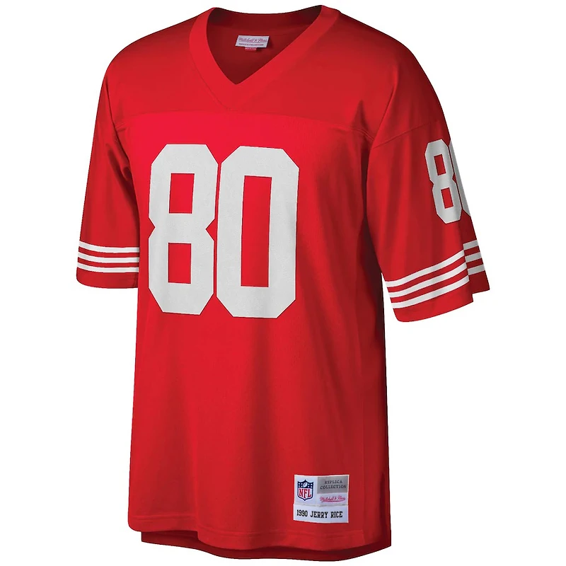 Maillot réplique de joueur retraité 1990 Mitchell & Ness Jerry Rice Scarlet San Francisco 49ers Big Tall pour homme