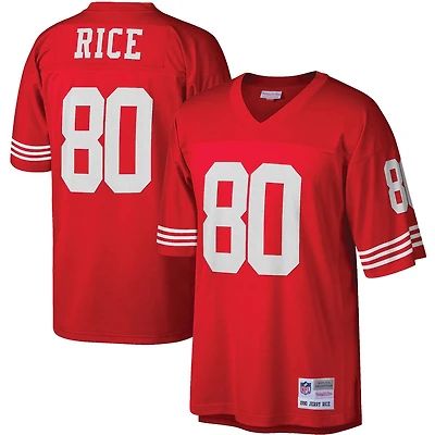 Maillot réplique Mitchell & Ness Jerry Rice Scarlet des 49ers de San Francisco, taille grande et haute, 1990, joueur retiré.