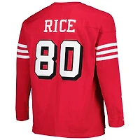 Mitchell & Ness Jerry Rice Scarlet San Francisco 49ers Big Tall T-shirt à manches longues avec nom et numéro de joueur coupé cousu