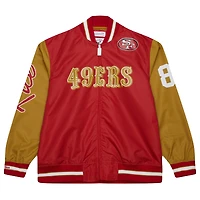 Men's Mitchell & Ness Jerry Rice Scarlet San Francisco 49ers Retired Player Graphic Full-Zip Satin Jacket