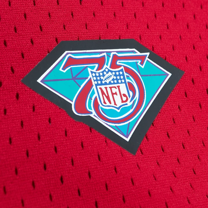 Haut en maille pour homme Mitchell & Ness Jerry Rice Scarlet avec nom et numéro de joueur retraité des 49ers San Francisco