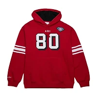 Sweat à capuche pour homme Mitchell & Ness Jerry Rice Scarlet avec nom et numéro de joueur retraité des 49ers San Francisco
