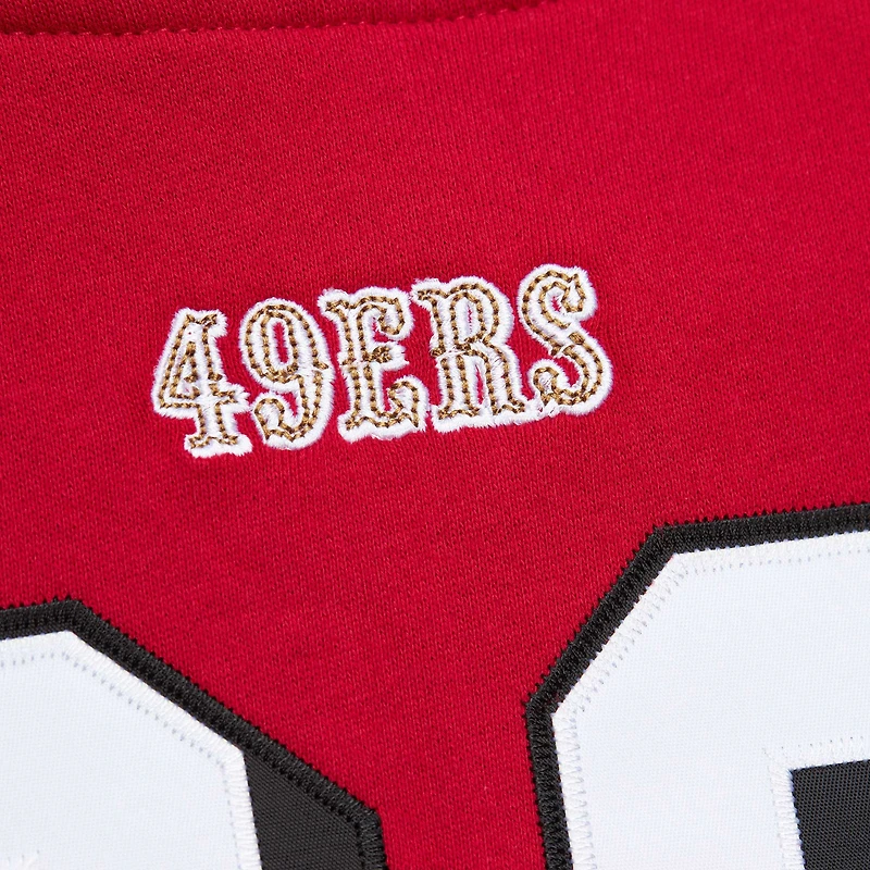 Sweat à capuche pour homme Mitchell & Ness Jerry Rice Scarlet avec nom et numéro de joueur retraité des 49ers San Francisco