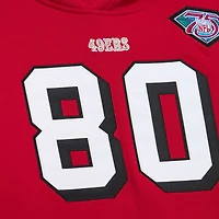Sweat à capuche pour homme Mitchell & Ness Jerry Rice Scarlet avec nom et numéro de joueur retraité des 49ers San Francisco